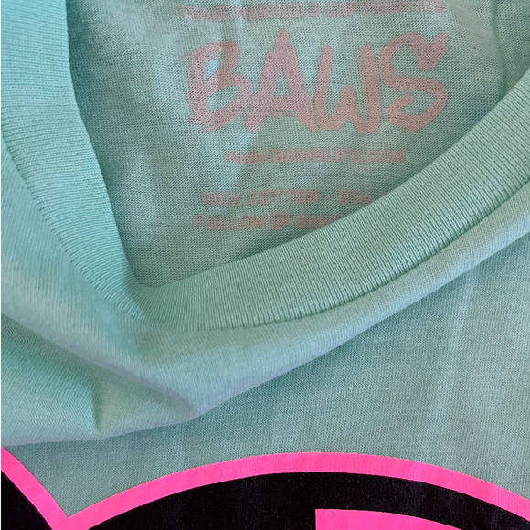 BAWS Men's Turquoise Pink Grizzly Bear Short Sleeve Crew Neck T-shirt, Medium - Picture 4 of 6